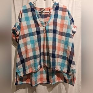 E St johns bay Hi-low XXL plaid shirt